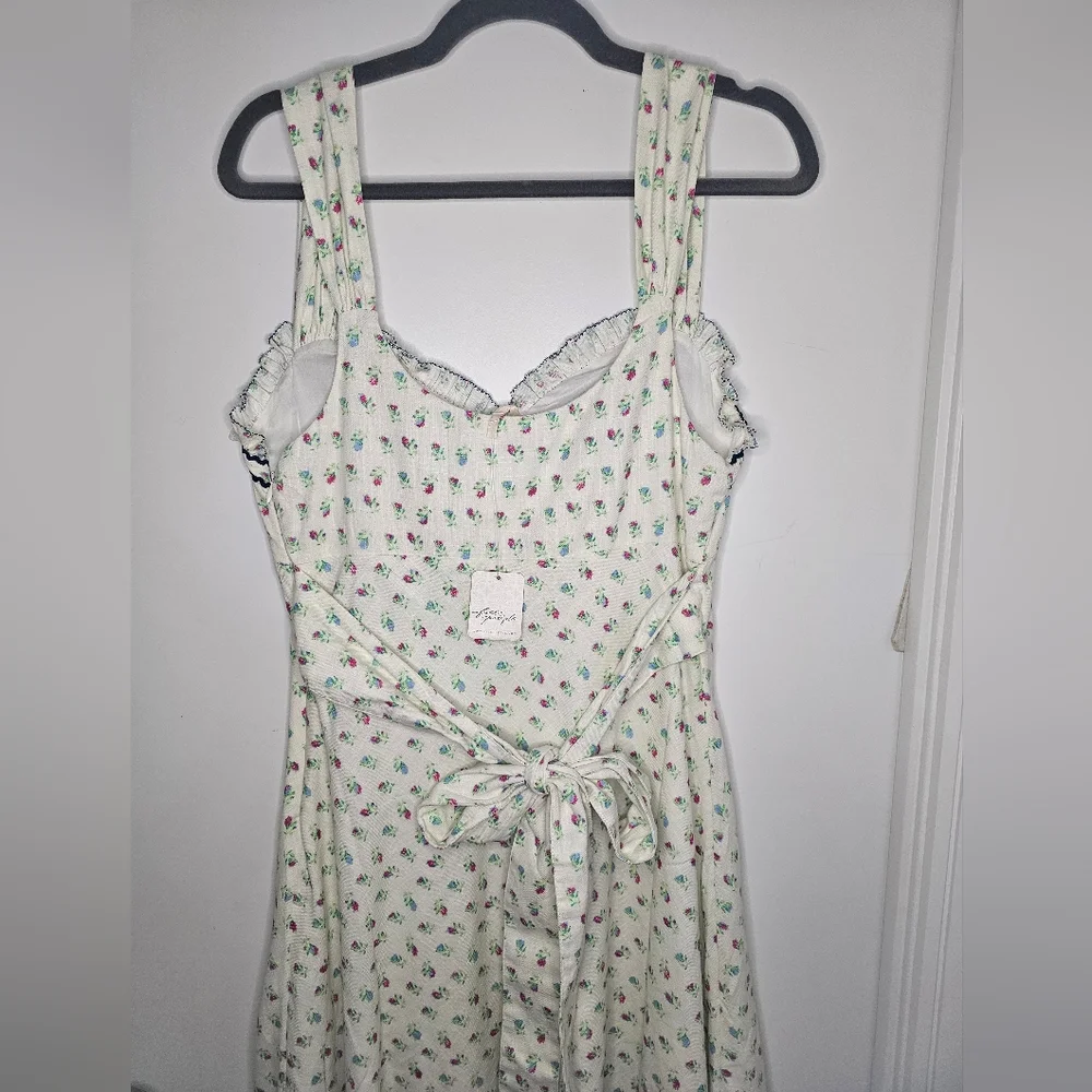 NWT FREE PEOPLE -Sz S- Sweet Hearts Midi Dress in Ivory Combo - Picture 15 of 16